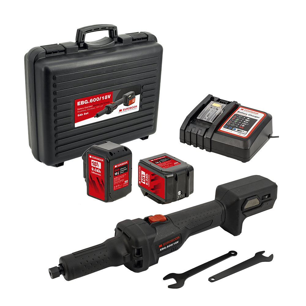 Euroboor accu rechte slijper complete set - EBG.600/18V 9Ah afbeelding